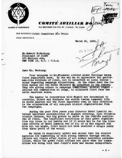 Letter from Hermann Frank et al. to Mr. Edward M - JDC