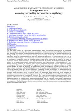 Prolegomena to a cosmology of healing in Vanir Norse