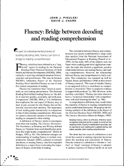 Fluency: Bridge between decoding and reading comprehension