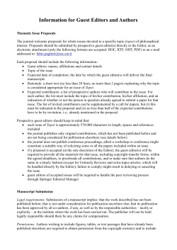 Information for Guest Editors and Authors