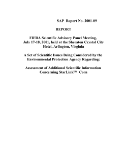 A Set of Scientific Issues Being Considered by the EPA Regardi
