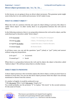 Direct object pronouns: me / te / le / la &hellip;