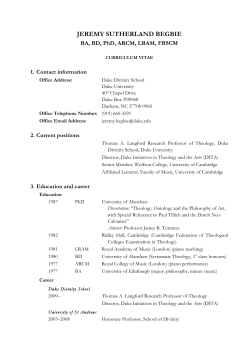jeremy sutherland begbie - Duke Divinity School