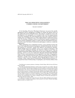 THE OLD PRINCETON APOLOGETICS