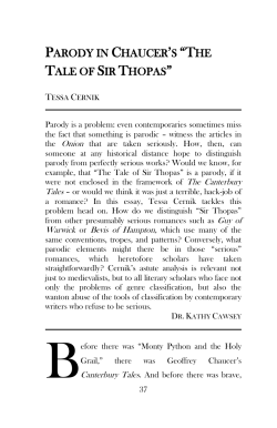 PARODY IN CHAUCER`S &ldquo;THE TALE OF SIR THOPAS&rdquo;