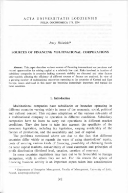 ACTA UNIVERSITATIS LODZIENSIS Jerzy Różański* SOURCES