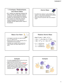 1.4 Isotopes, Radioisotopes and Average Atomic Mass