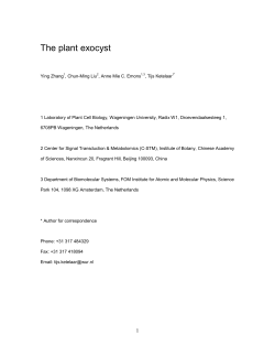 The plant exocyst - Journal of Integrative Plant Biology