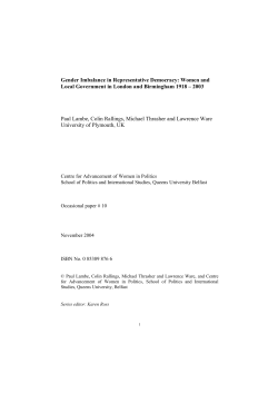 Gender Imbalance in Representative Democracy: Women and Local