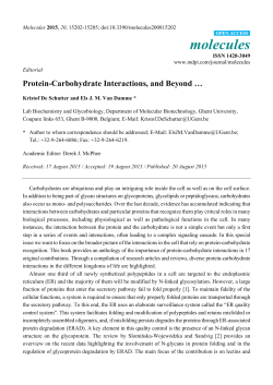 Protein-Carbohydrate Interactions, and Beyond &hellip;