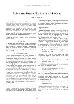 Deixis and Personalization in Ad Slogans