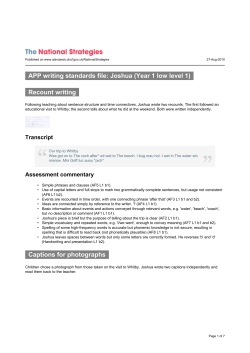APP writing standards file: Joshua (Year 1 low level 1)