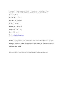 ANARCHO-ENVIRONMENTALISTS: ASCETICS OF LATE