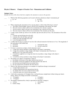 Physics I Honors: Chapter 6 Practice Test