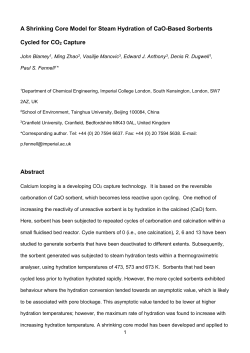 A Shrinking Core Model for Steam Hydration of CaO-based