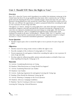 Unit 1: Should YOU Have the Right to Vote?