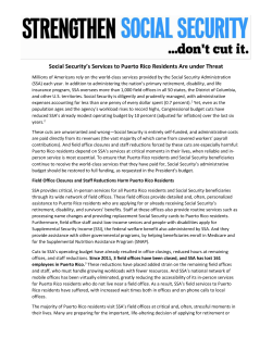 Social Security`s Services to Puerto Rico Residents Are under Threat
