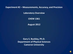 Experiment #2 &ndash; Measurements, Accuracy, and Precision