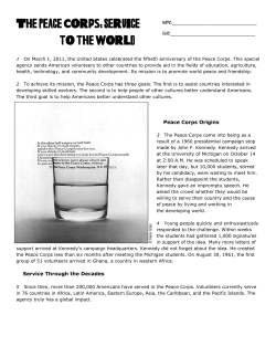 The Peace Corps: Service to the World