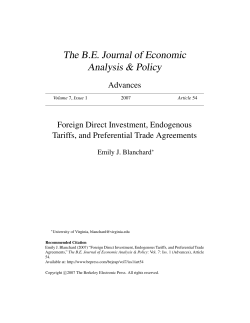 Foreign Direct Investment, Endogenous Tariffs, and Preferential