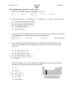 Chemistry 112 Exam 2A Harwood Each multiple choice question is