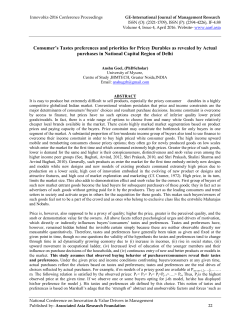 Consumer`s Tastes preferences and priorities for Pricey Durables as