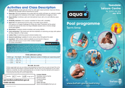 Teesdale Swimming Pool Term Time Timetable