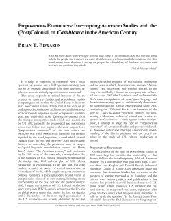 Preposterous Encounters: Interrupting American Studies with the