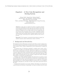 Dagobert &ndash; A New Coin Recognition and Sorting System