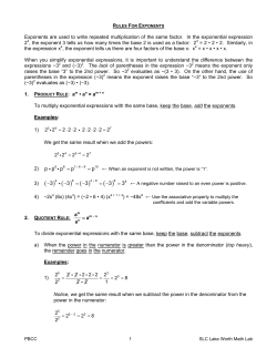 Rules for Exponents - Palm Beach State College