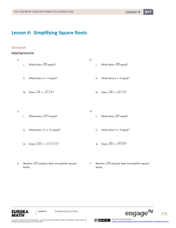 Lesson 4: Simplifying Square Roots