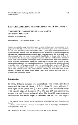FACTORS AFFECTING THE PERCEIVED VALUE OF COINS * Vicki