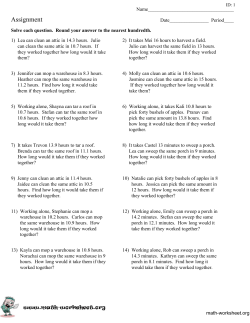 Assignment - FREE Math Worksheets - math