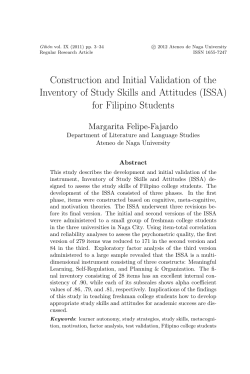 Construction and Initial Validation of the Inventory of Study Skills