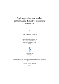 Pupil aggressiveness, teacher authority, and disruptive classroom