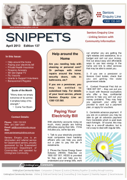 April 2013 - Seniors Enquiry Line