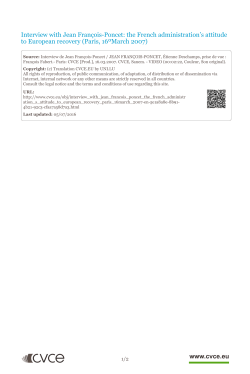 Interview with Jean Fran&ccedil;ois-Poncet: the French administration`s