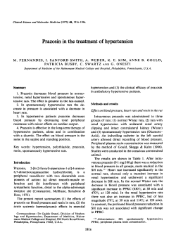 Prazosin in the Treatment of Hypertension
