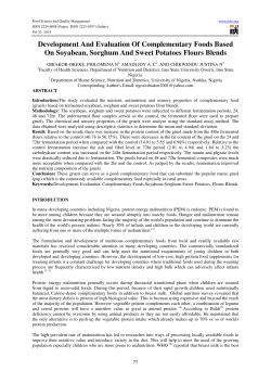 Development And Evaluation Of Complementary Foods Based On