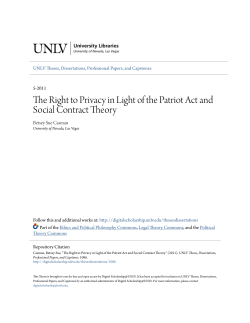 The Right to Privacy in Light of the Patriot Act and Social Contract