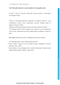 The CD44s splice isoform is a central mediator for invadopodia activity