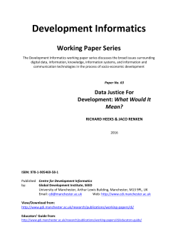 Data Justice For Development: Development Informatics Working