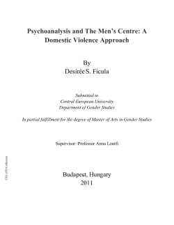 Psychoanalysis and The Men`s Centre: A Domestic Violence Approach