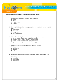 APRIL ADVENTURER- SCIENCE Section 1