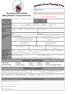Ministry Event Planning Form - The Chosen Vessel Cathedral