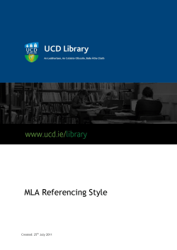MLA Referencing Style - University College Dublin