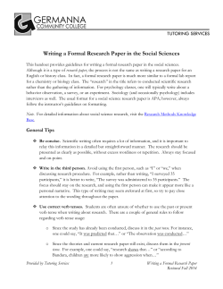 Writing a Formal Research Paper in the Social Sciences