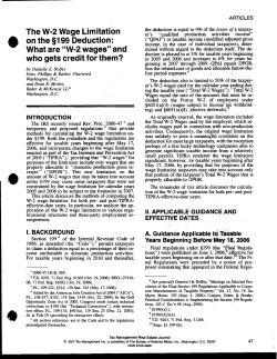 The W-2 Wage Limitation on the 91 99 Deduction: What are "\V