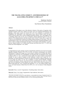 the translating subject: another double of alejandra pizarnik`s