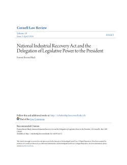 National Industrial Recovery Act and the Delegation of Legislative